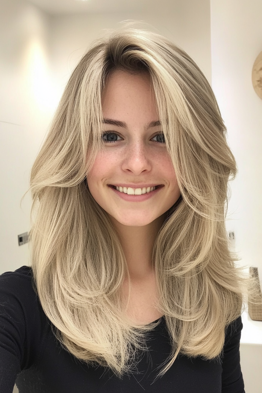 4. Wispy Shoulder-Length Layers with Light Ash Blonde (Medium Layered Haircuts) - Medium Layered Haircuts