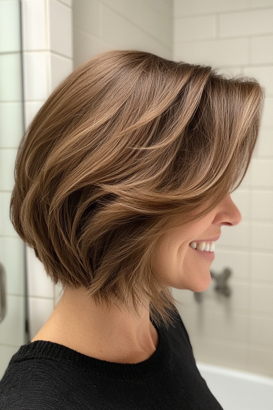 6. Layered Lob with Medium Brown (Medium Layered Haircuts) - Medium Layered Haircuts