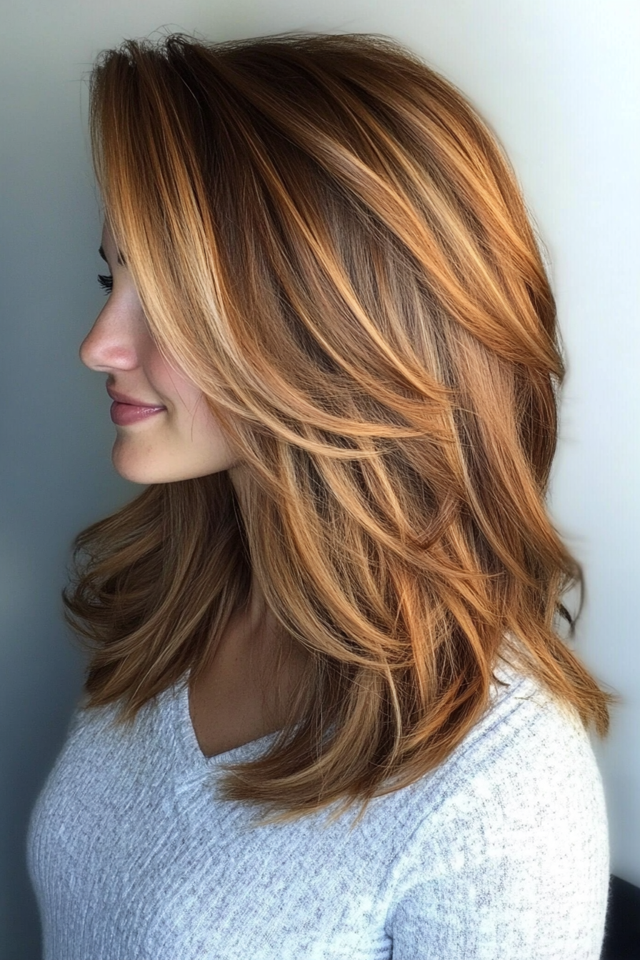 11. Classic Layered Cut with Warm Caramel Brown (Medium Layered Haircuts) - Medium Layered Haircuts