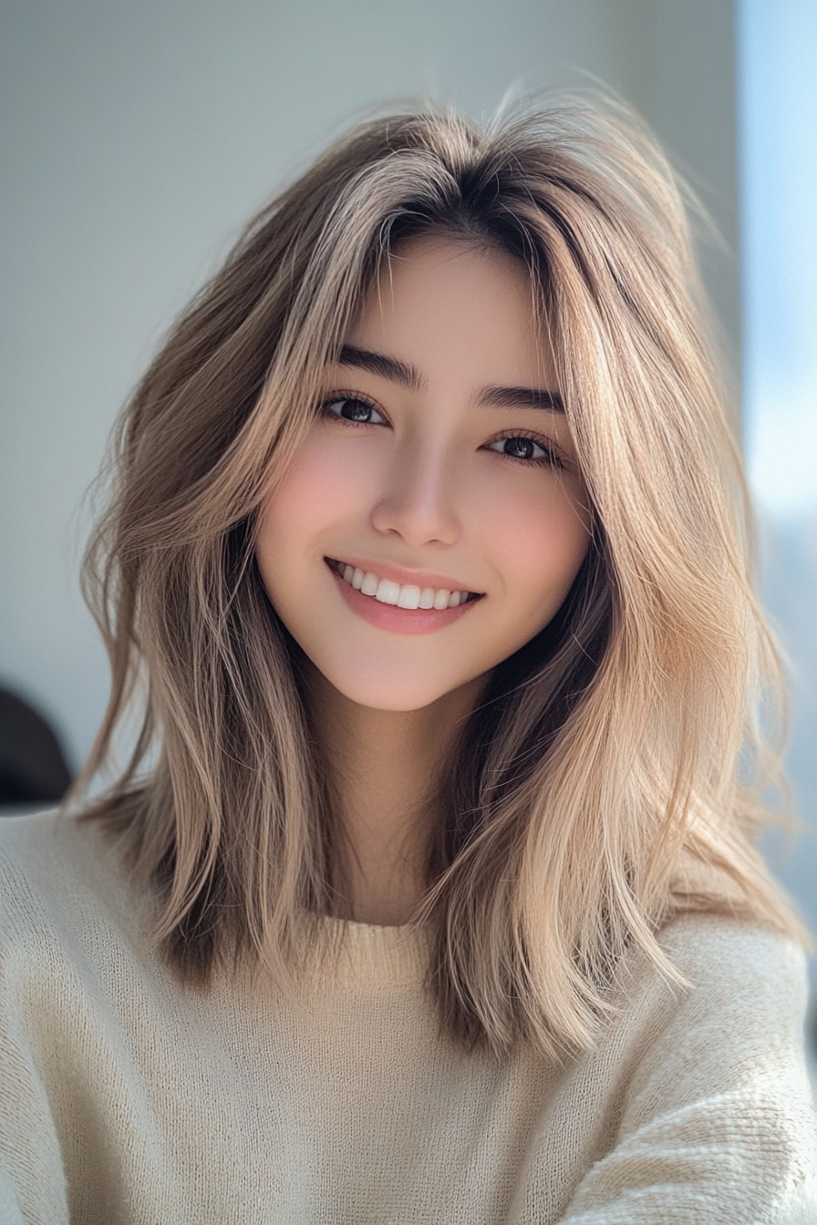 13. Blended Layers with Sandy Blonde (Medium Layered Haircuts) - Medium Layered Haircuts