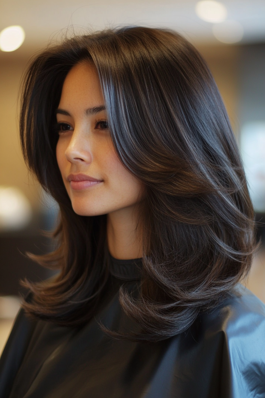 14. Tapered Layers with Dark Chocolate Brown (Medium Layered Haircuts) - Medium Layered Haircuts