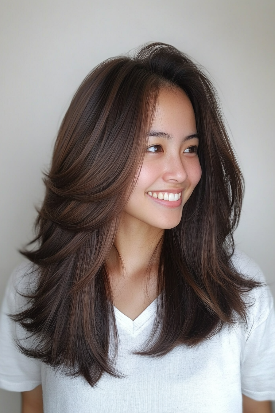 19. Layered V-Cut with Deep Espresso Brown (Medium Layered Haircuts) - Medium Layered Haircuts