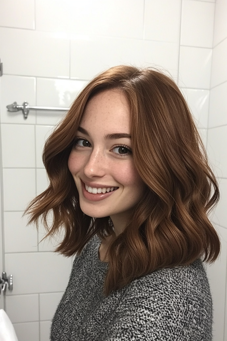 25. Effortless Waves with Soft Chestnut Brown (Medium Layered Haircuts) - Medium Layered Haircuts