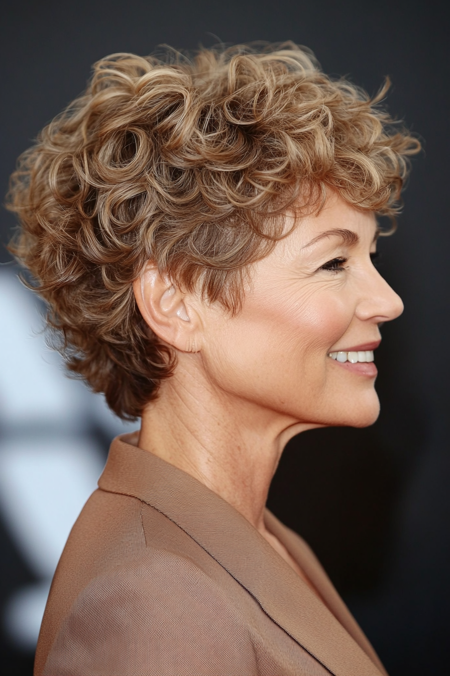 12. Curly Crop in Soft Caramel (Short Hairstyles For Older Women With Thin Hair) - Short Hairstyles For Older Women With Thin Hair