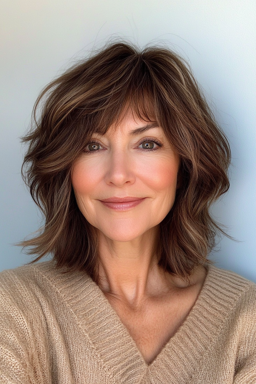 9. Choppy Caramel Shag (Shaggy Haircuts For Older Women) - Shaggy Haircuts For Older Women