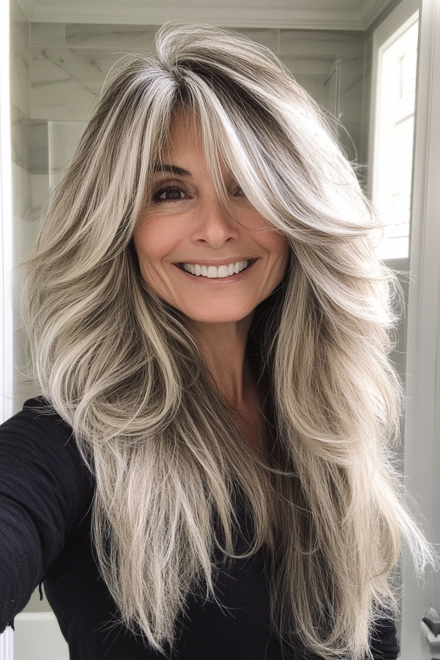 18. Long and Layered Dark Blonde Shag (Shaggy Haircuts For Older Women) - Shaggy Haircuts For Older Women