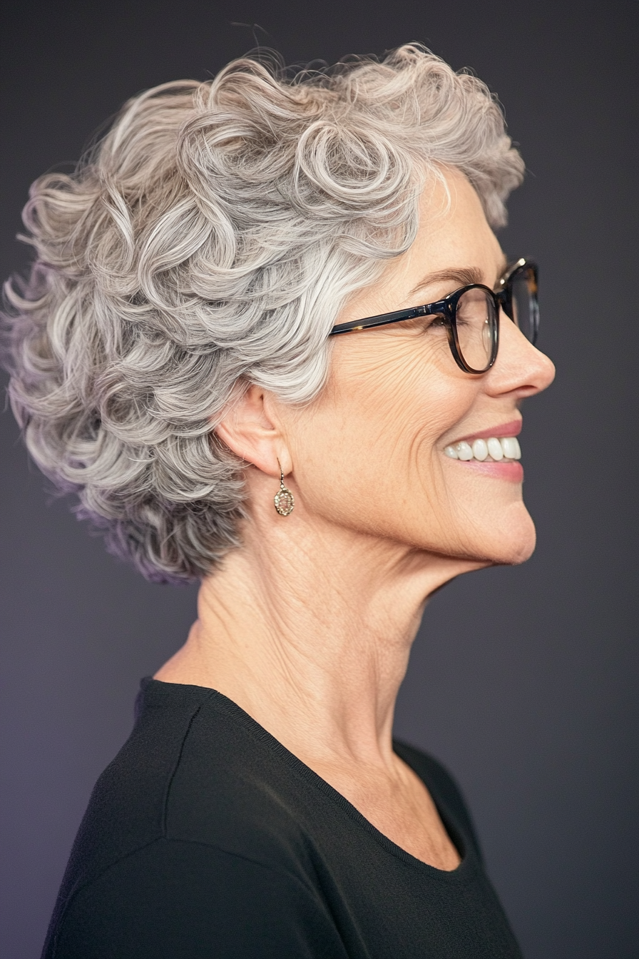 8. Curly Crop in Natural Gray (Short Hairstyles For Women Over 70 With Glasses) - Short Hairstyles For Women Over 70 With Glasses