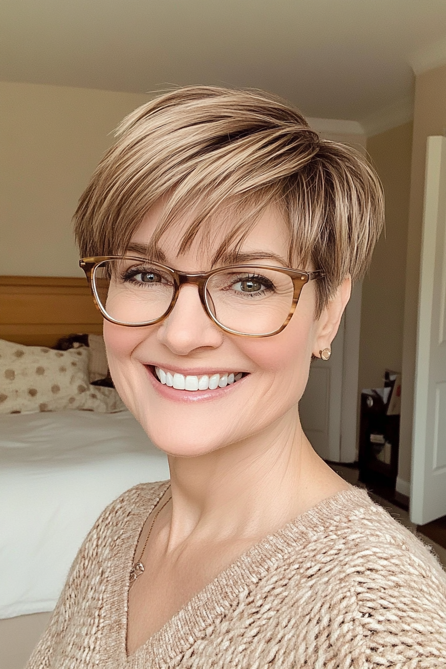 14. Layered Pixie in Soft Ash Brown (Short Hairstyles For Women Over 70 With Glasses) - Short Hairstyles For Women Over 70 With Glasses
