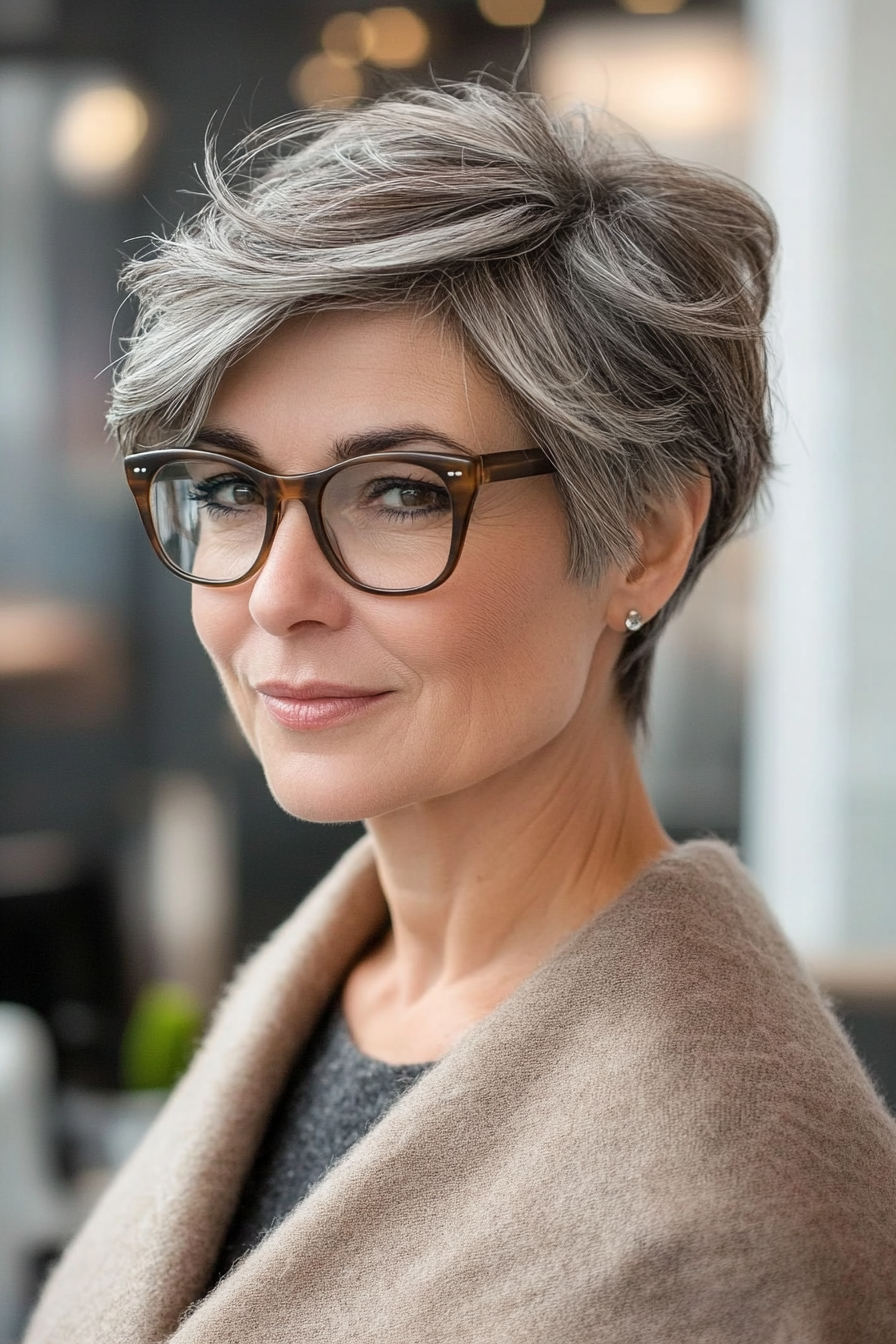 18. Choppy Pixie in Dark Mocha Brown (Short Hairstyles For Women Over 70 With Glasses) - Short Hairstyles For Women Over 70 With Glasses