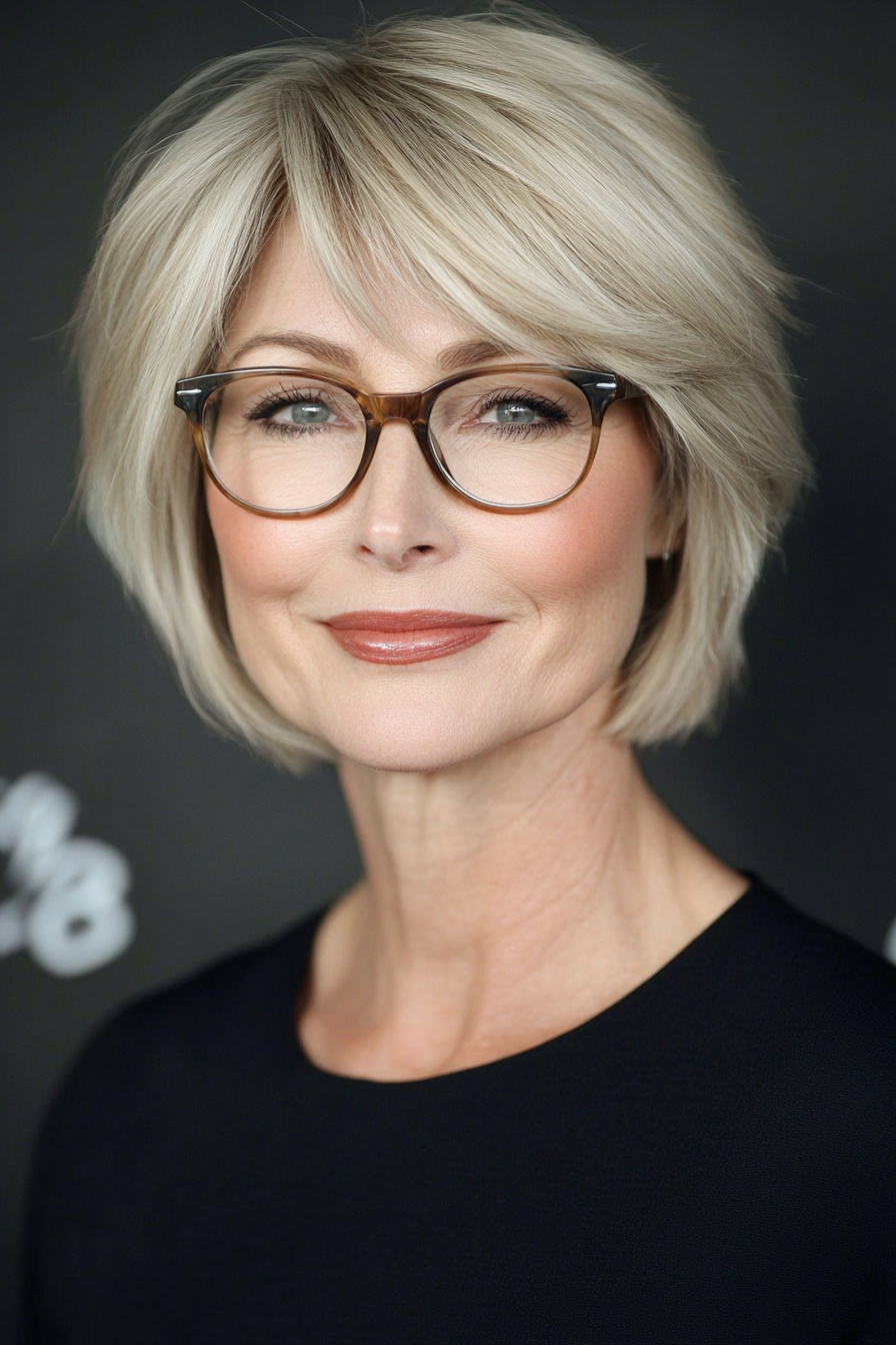 19. Classic Short Shag in Soft Beige Blonde (Short Hairstyles For Women Over 70 With Glasses) - Short Hairstyles For Women Over 70 With Glasses