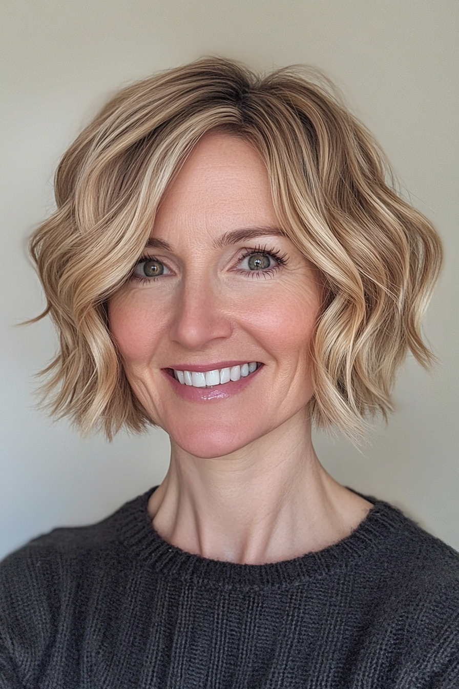 12. Short Wavy Crop in Golden Blonde (Short Hairstyles For Women Over 40) - Short Hairstyles For Women Over 40