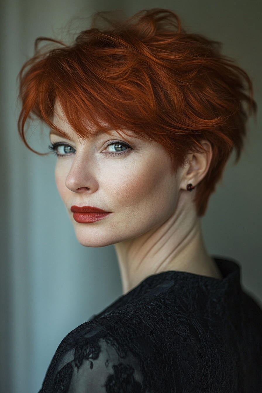 21. Modern Mullet in Chestnut Auburn (Short Hairstyles For Women Over 40) - Short Hairstyles For Women Over 40