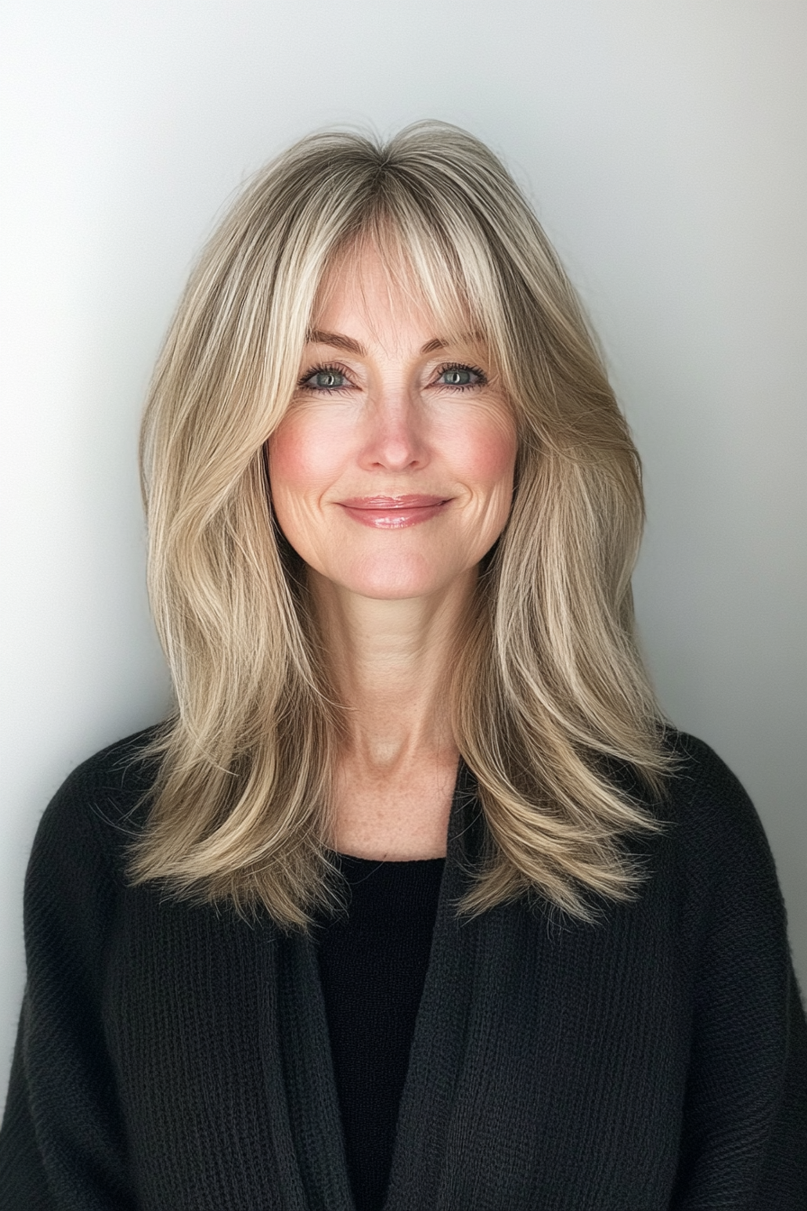 8. Blended Collarbone Layers in Golden Blonde (Layered Haircuts For Older Women) - Layered Haircuts For Older Women