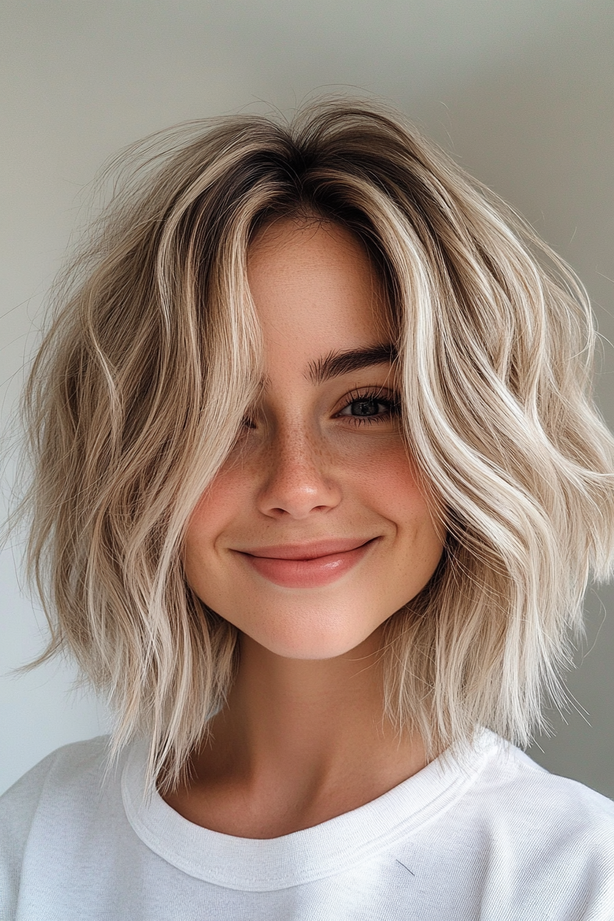 2. Tousled Shag Bob in Light Ash Blonde (Shaggy Bob Hairstyles For Fine Hair) - Shaggy Bob Hairstyles For Fine Hair