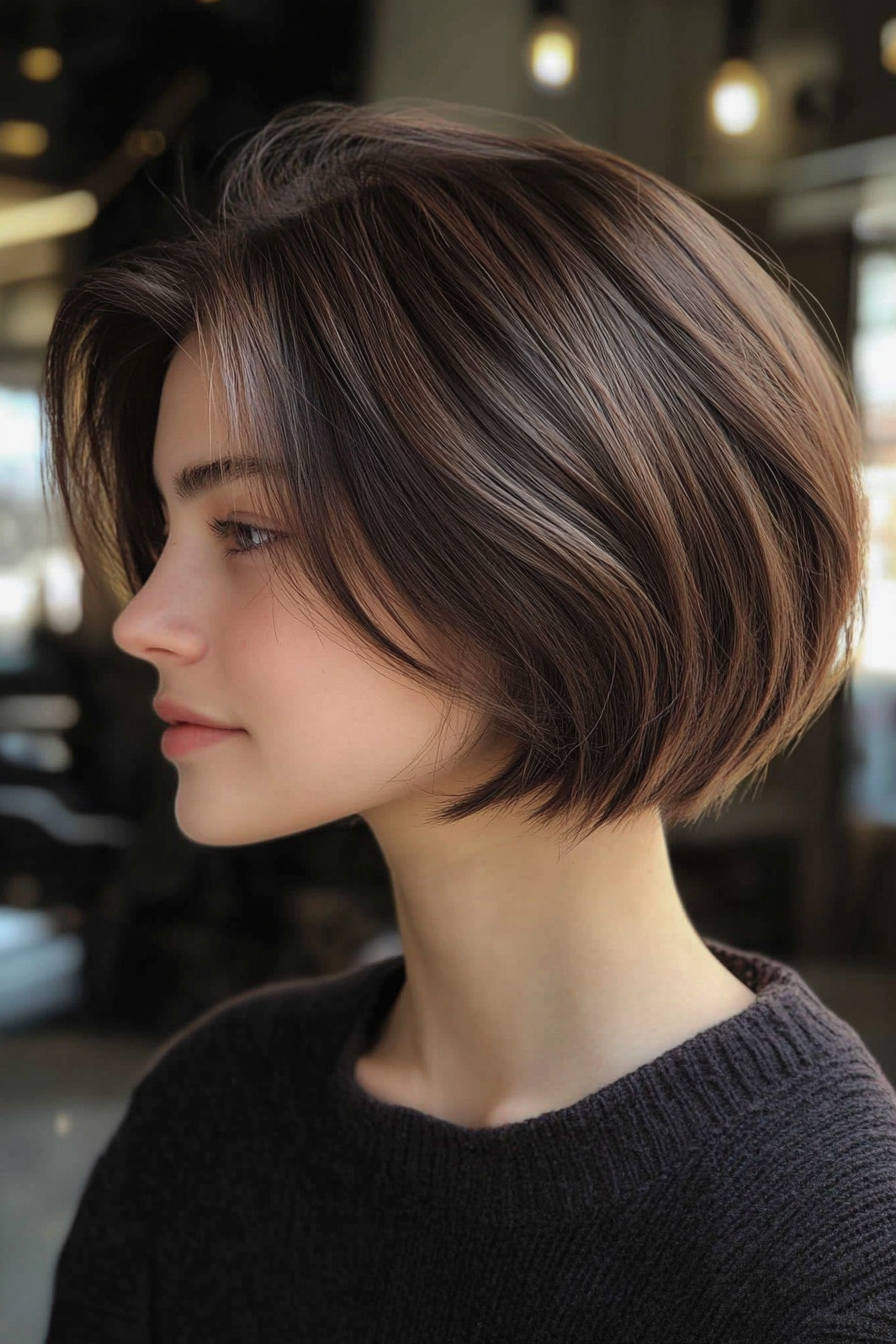 23. Edgy Razor Bob in Cool Dark Brown (Shaggy Bob Hairstyles For Fine Hair) - Shaggy Bob Hairstyles For Fine Hair