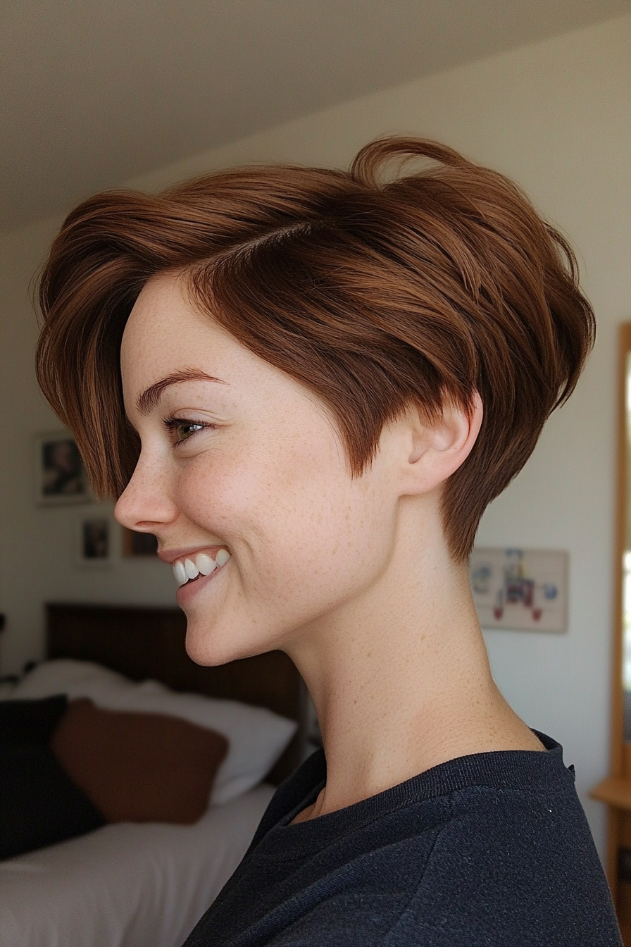 18. Warm Walnut Tapered Pixie (Undercut Pixie Hairstyles) - Undercut Pixie Hairstyles