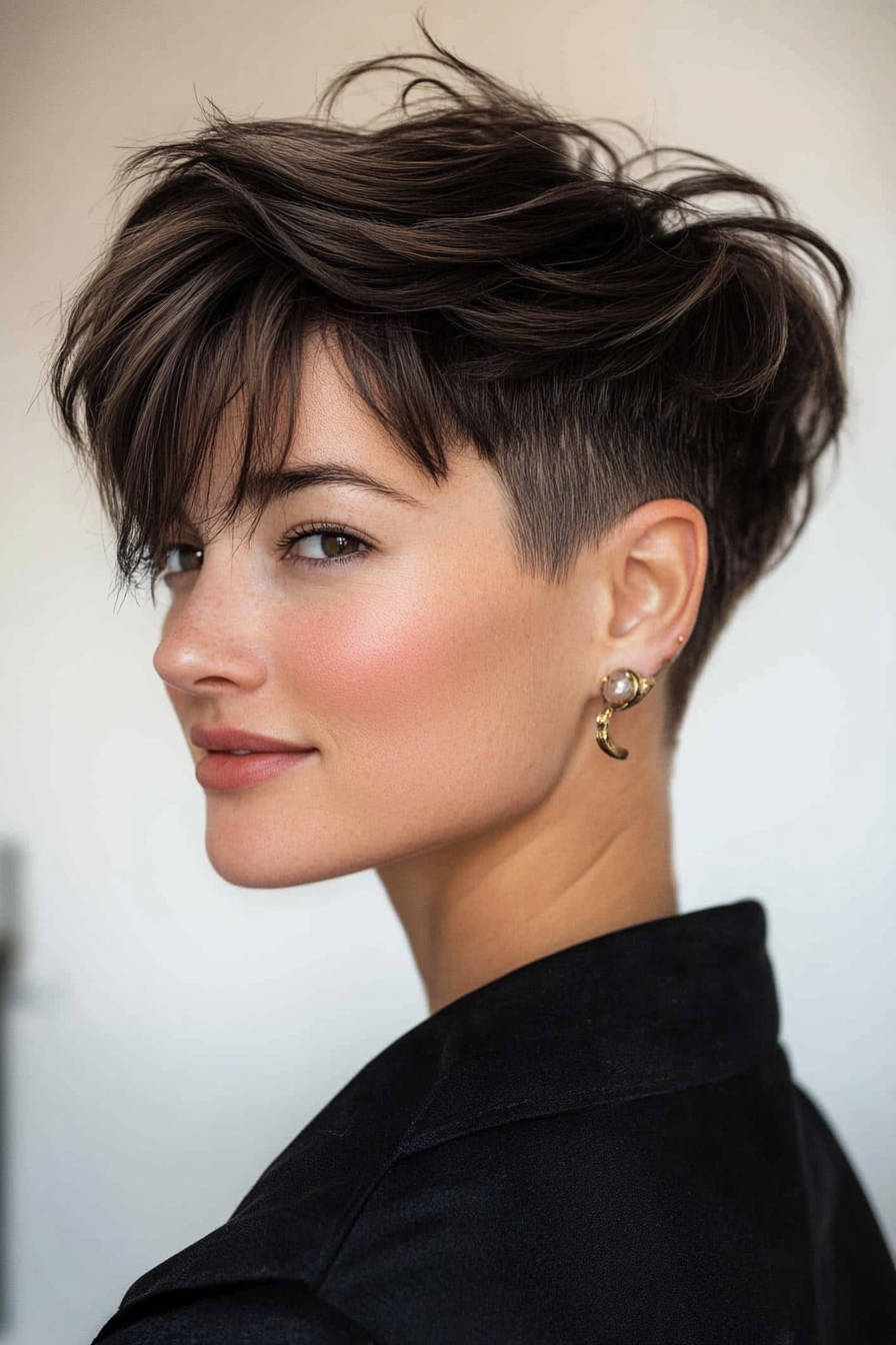 1. Textured Espresso Undercut Pixie (Undercut Pixie Hairstyles) - Undercut Pixie Hairstyles