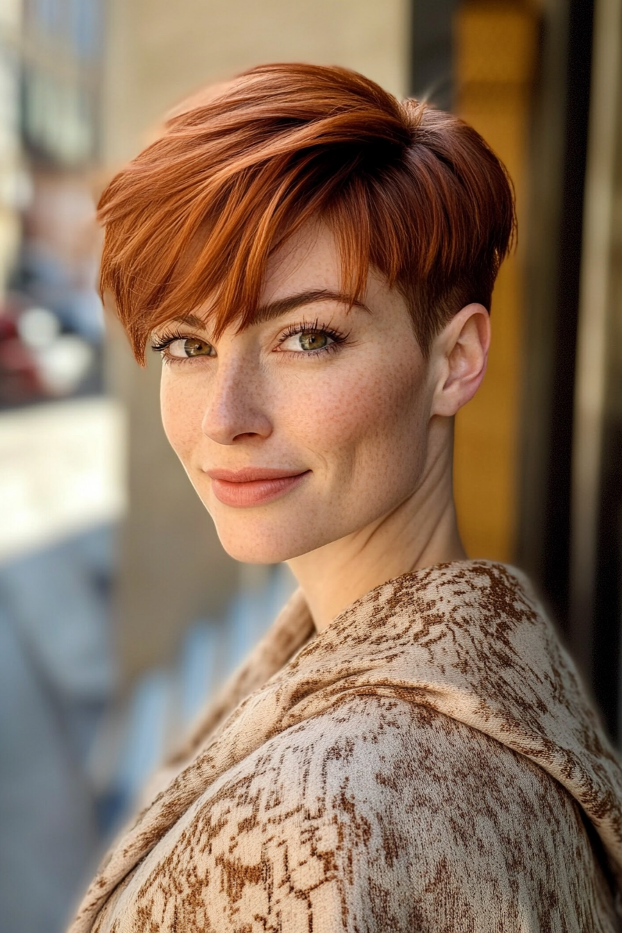 2. Soft Auburn Layered Pixie (Undercut Pixie Hairstyles) - Undercut Pixie Hairstyles