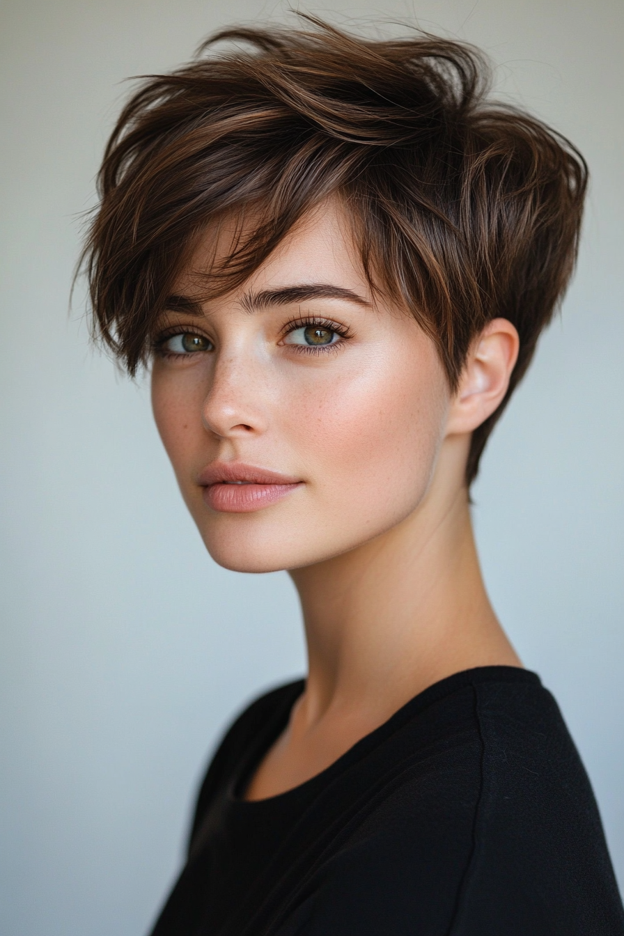 12. Dark Roast Tousled Pixie (Undercut Pixie Hairstyles) - Undercut Pixie Hairstyles