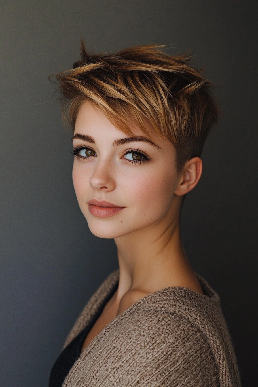 17. Ash Brown Spiky Pixie Cut (Undercut Pixie Hairstyles) - Undercut Pixie Hairstyles
