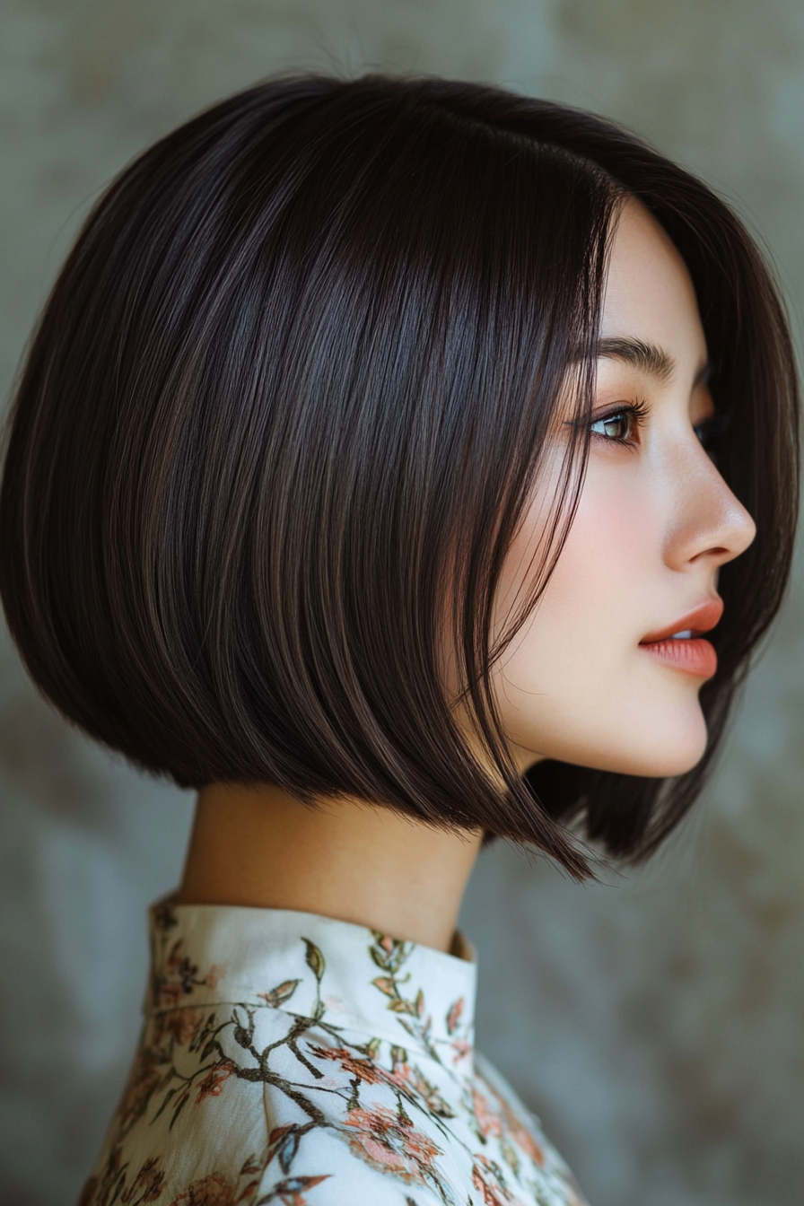 1. Classic Chin-Length Bob in Dark Brown (Short Haircuts For Women With Straight Hair) - Short Haircuts For Women With Straight Hair