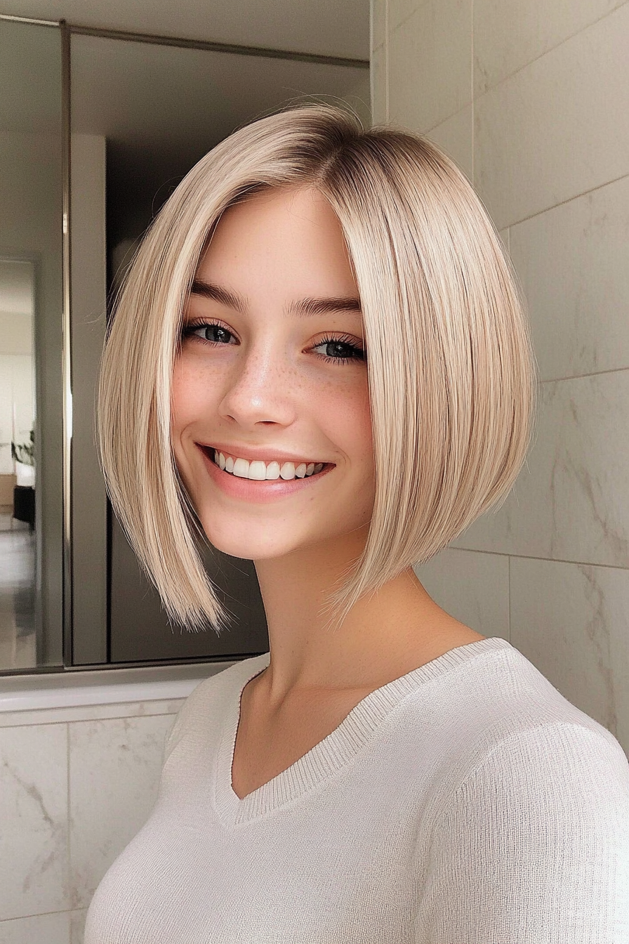 3. Tapered French Bob in Ash Blonde (Short Haircuts For Women With Straight Hair) - Short Haircuts For Women With Straight Hair