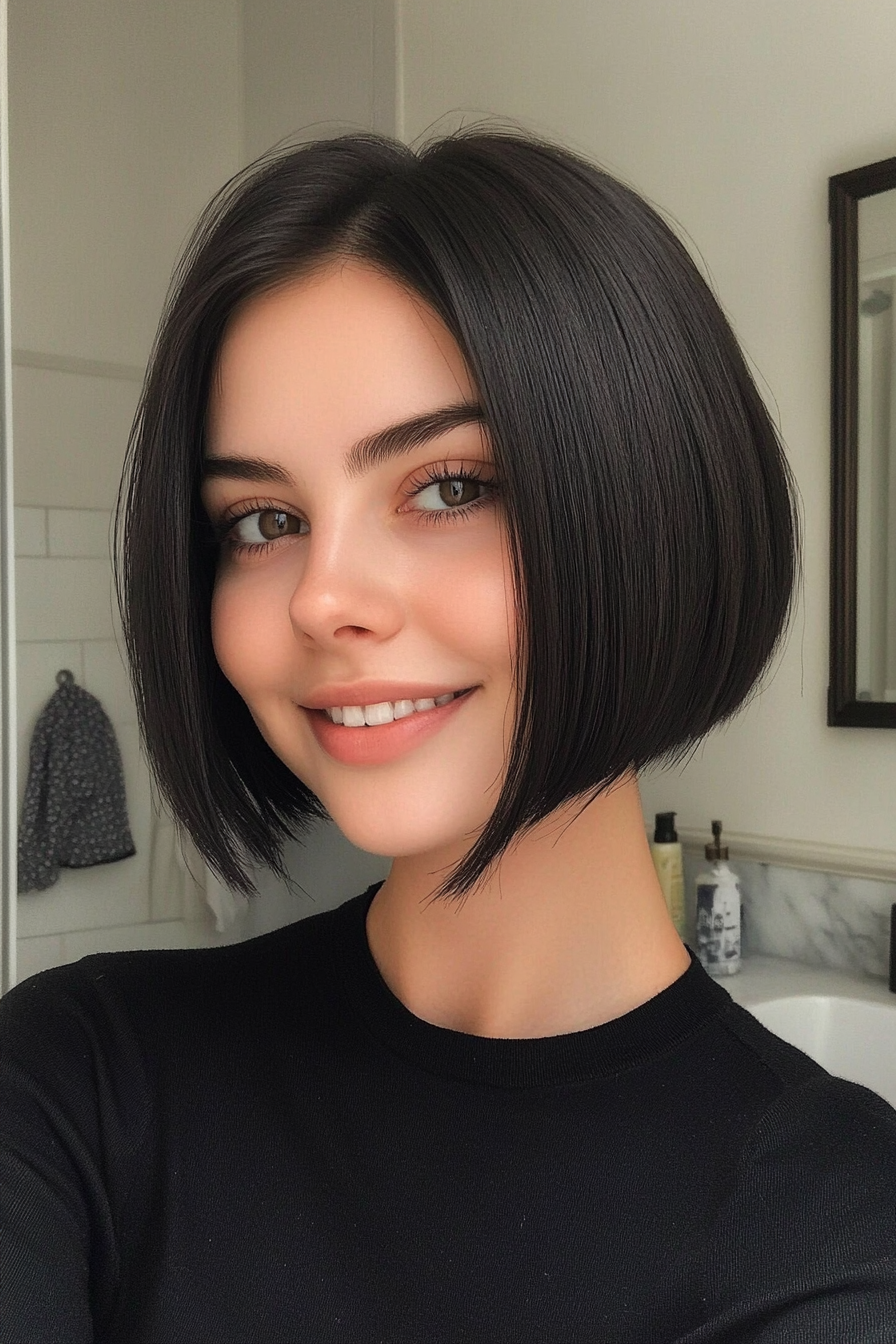 5. Blunt Micro Bob in Soft Black (Short Haircuts For Women With Straight Hair) - Short Haircuts For Women With Straight Hair