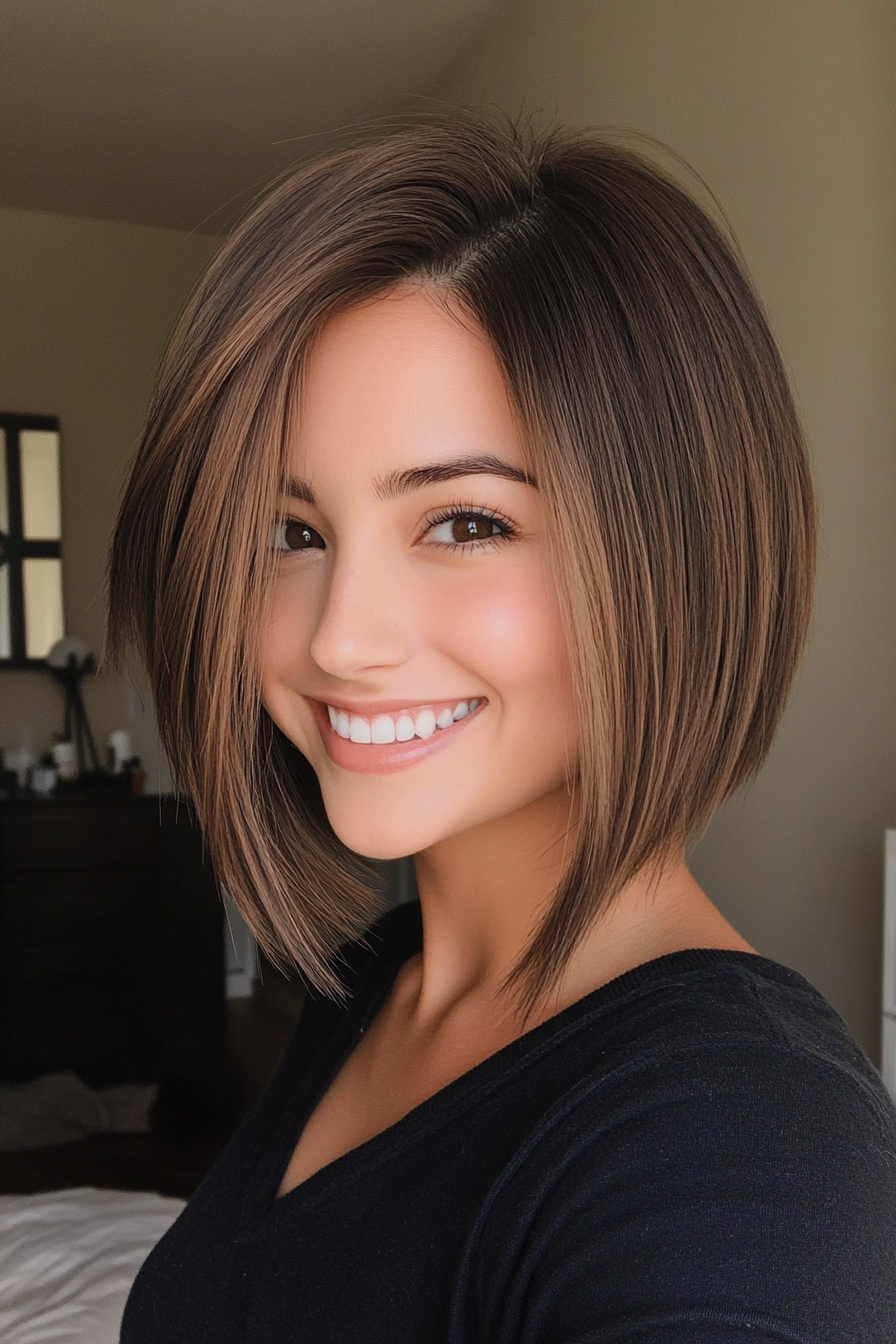 6. Feathered Crop in Warm Brunette (Short Haircuts For Women With Straight Hair) - Short Haircuts For Women With Straight Hair