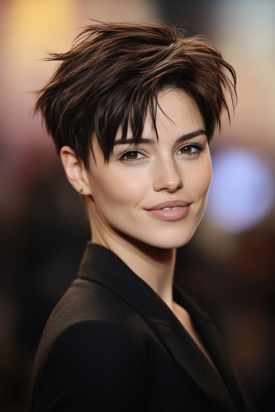 9. Choppy Pixie in Dark Chocolate Brown (Short Haircuts For Women With Straight Hair) - Short Haircuts For Women With Straight Hair