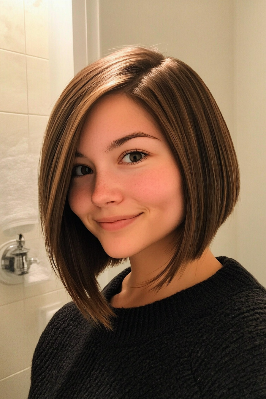 10. Long Layered Bob in Honey Brown (Short Haircuts For Women With Straight Hair) - Short Haircuts For Women With Straight Hair