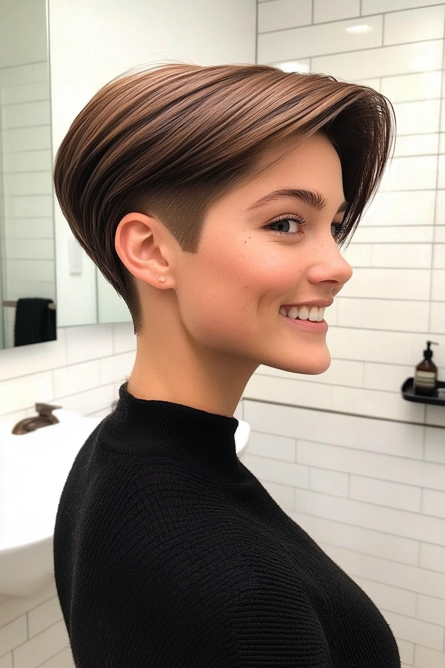 11. Sculpted Bowl Cut in Espresso Brown (Short Haircuts For Women With Straight Hair) - Short Haircuts For Women With Straight Hair
