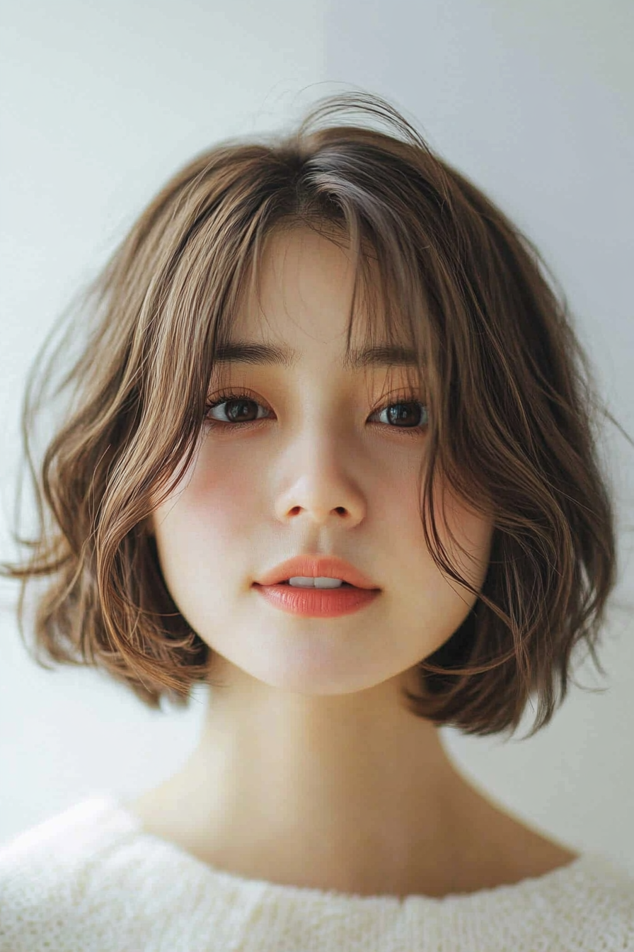 12. Wavy Bob in Caramel Brown (Short Haircuts For Women With Straight Hair) - Short Haircuts For Women With Straight Hair