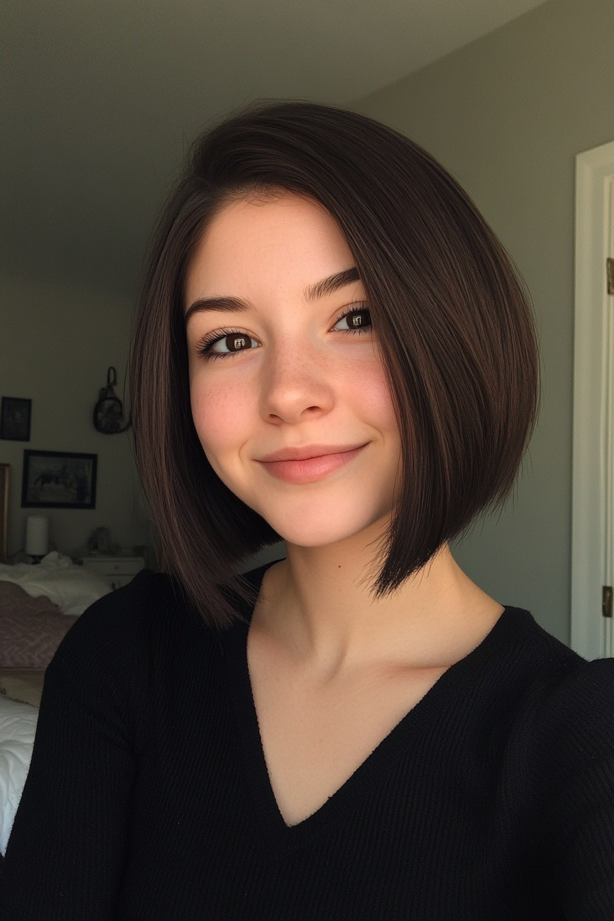 15. Blunt Collarbone Cut in Dark Mocha (Short Haircuts For Women With Straight Hair) - Short Haircuts For Women With Straight Hair