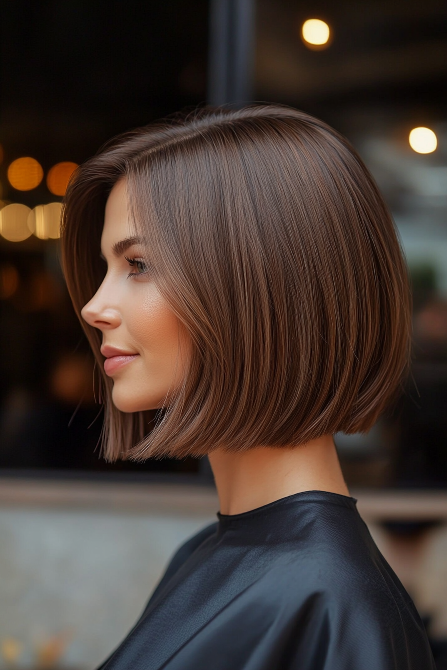 17. Soft A-Line Bob in Warm Chestnut (Short Haircuts For Women With Straight Hair) - Short Haircuts For Women With Straight Hair