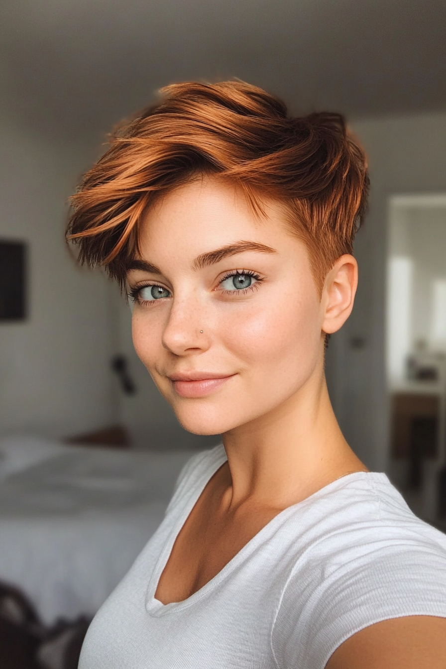 18. Textured Razor Cut in Copper Brown (Short Haircuts For Women With Straight Hair) - Short Haircuts For Women With Straight Hair