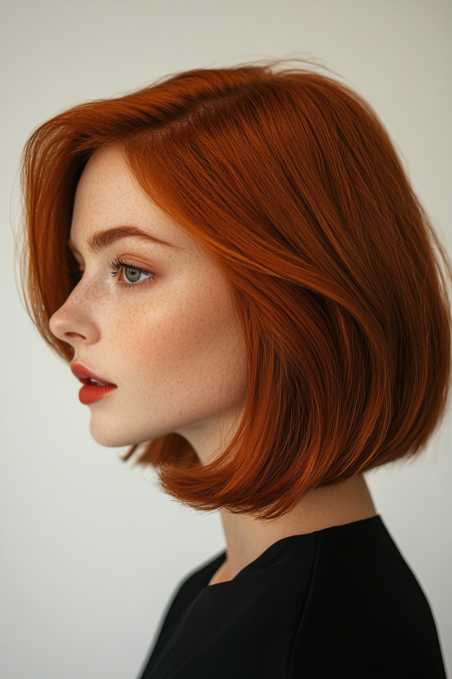 20. Flipped Bob in Dark Auburn (Short Haircuts For Women With Straight Hair) - Short Haircuts For Women With Straight Hair