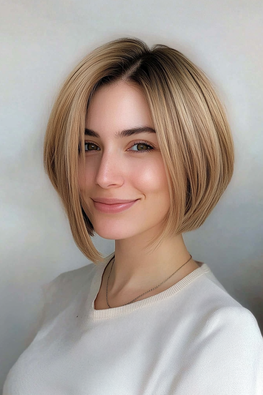 23. Graduated Bob in Warm Honey Blonde (Short Haircuts For Women With Straight Hair) - Short Haircuts For Women With Straight Hair