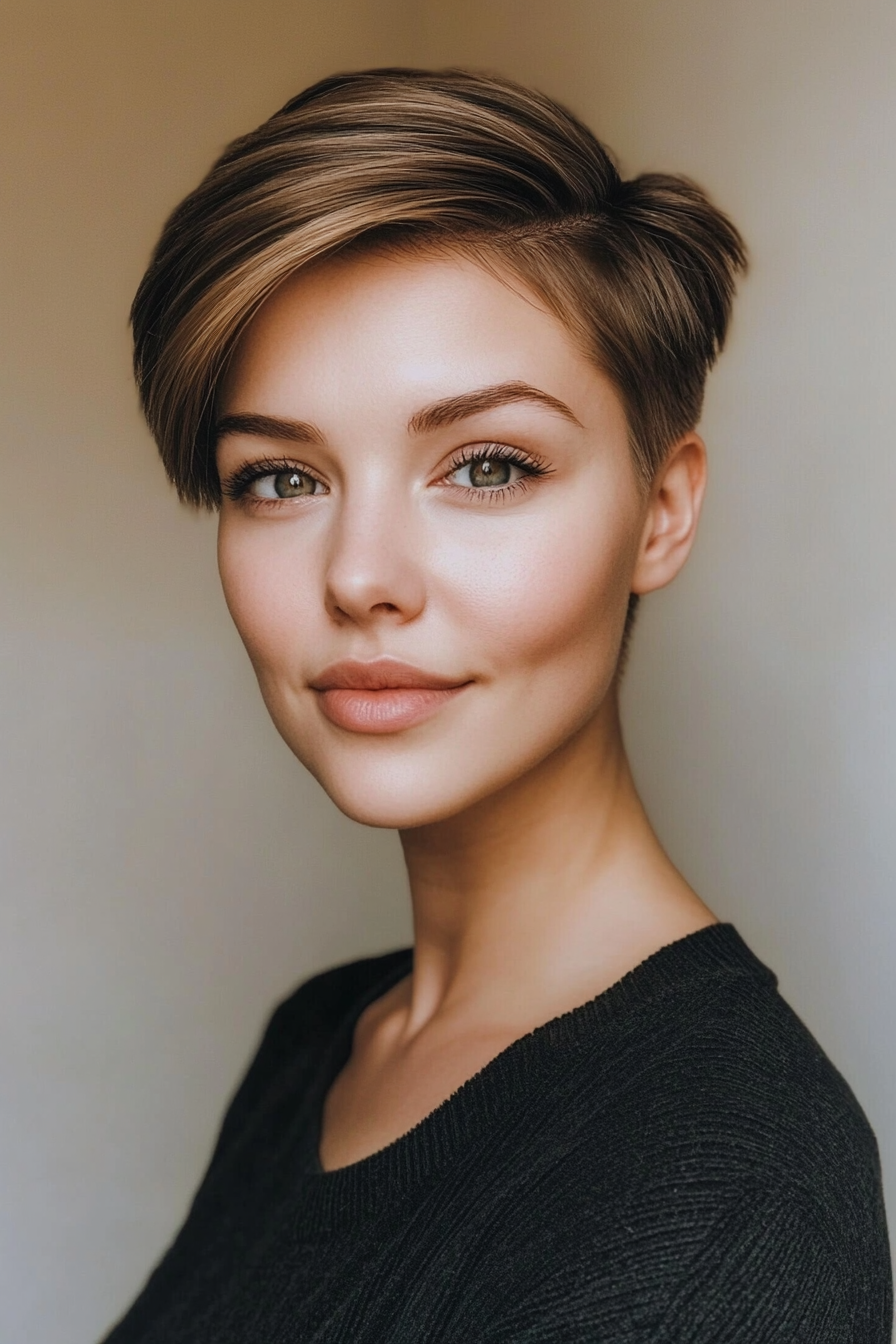 27. Edgy Undercut Pixie in Cool Espresso (Short Haircuts For Women With Straight Hair) - Short Haircuts For Women With Straight Hair