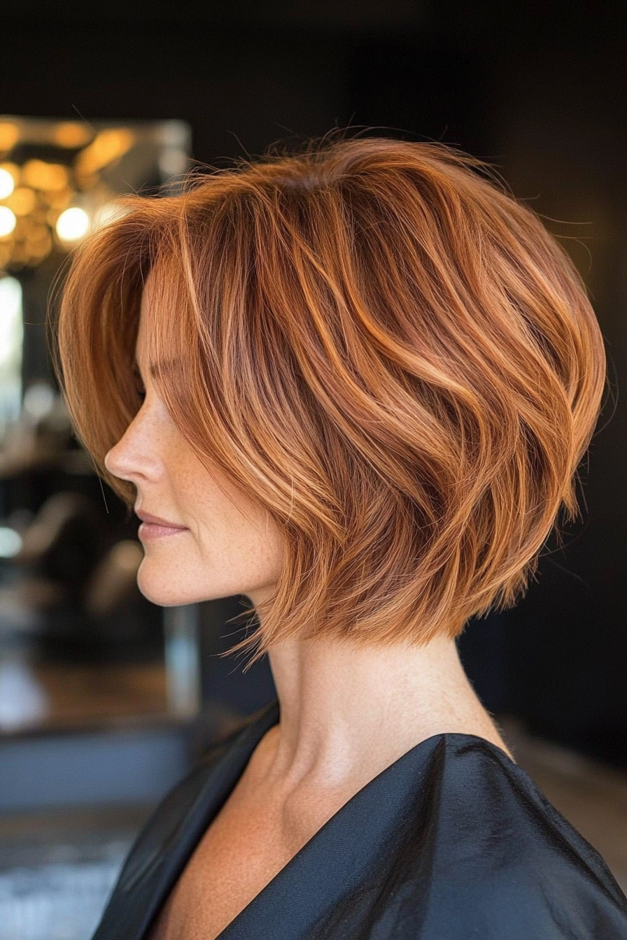 10. Choppy Bob with Subtle Auburn Tones (Layered Bob Haircuts For Women Over 50) - Layered Bob Haircuts For Women Over 50