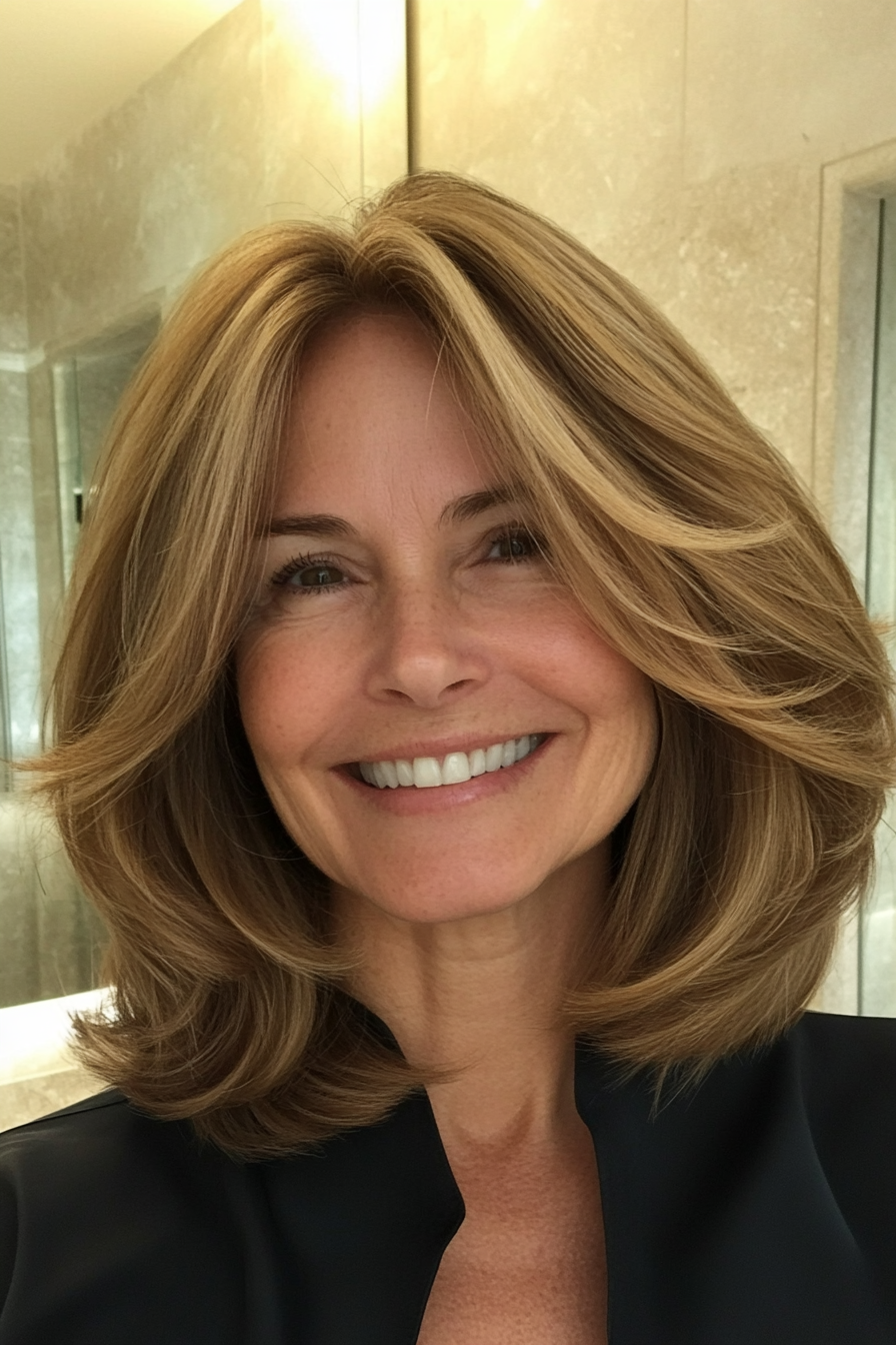 3. Shoulder-Length Layers in Honey Brown (Haircuts For Women Over 50 With Fine Hair) - Haircuts For Women Over 50 With Fine Hair