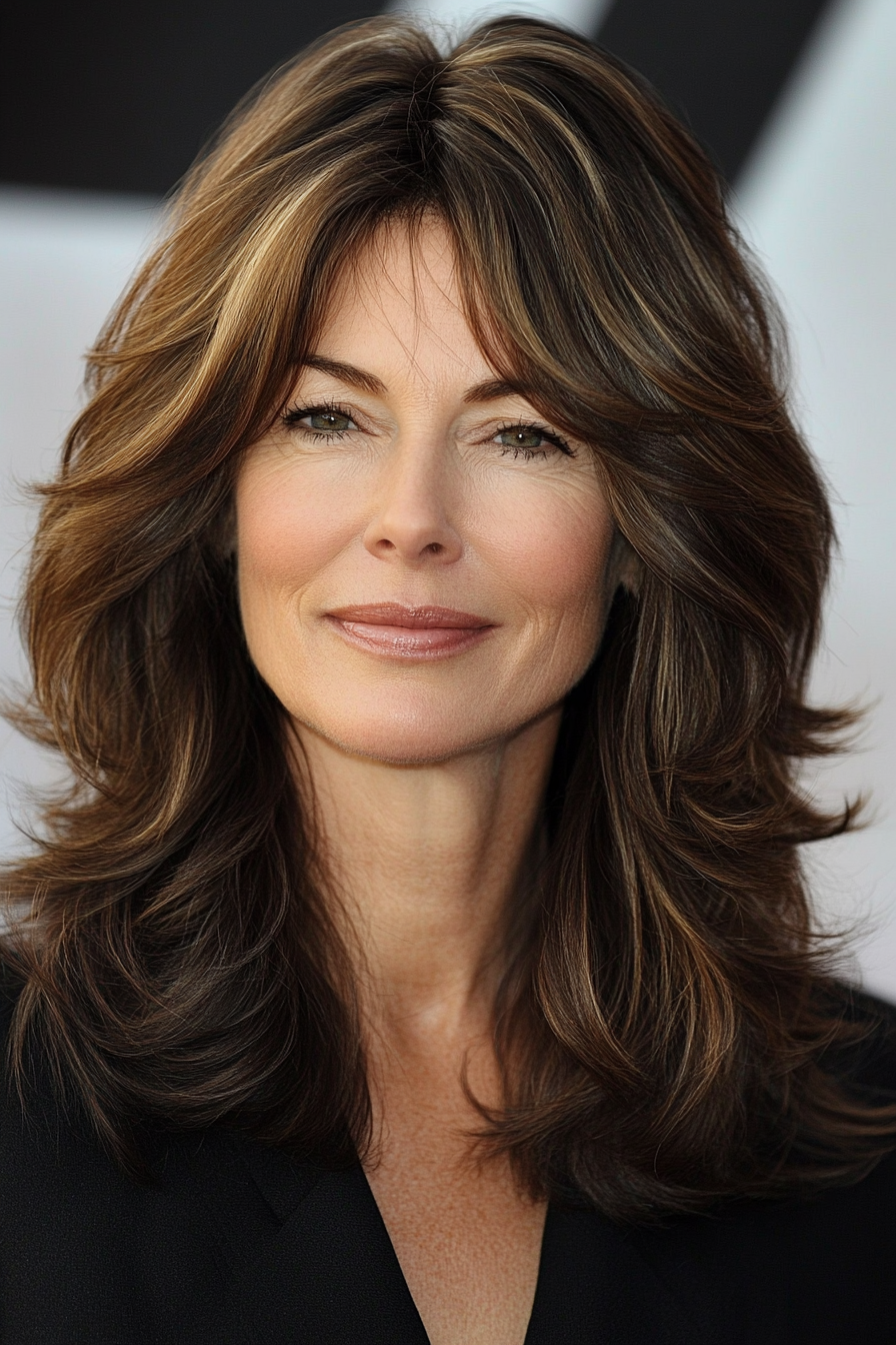 4. Soft Shag in Deep Espresso (Haircuts For Women Over 50 With Fine Hair) - Haircuts For Women Over 50 With Fine Hair