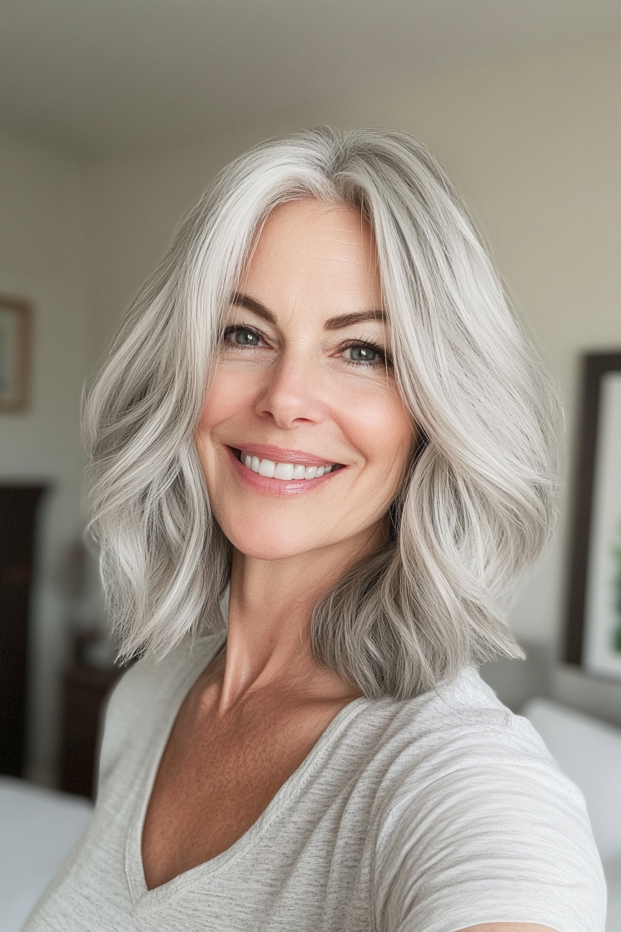 6. Textured Crop in Silver Gray (Haircuts For Women Over 50 With Fine Hair) - Haircuts For Women Over 50 With Fine Hair