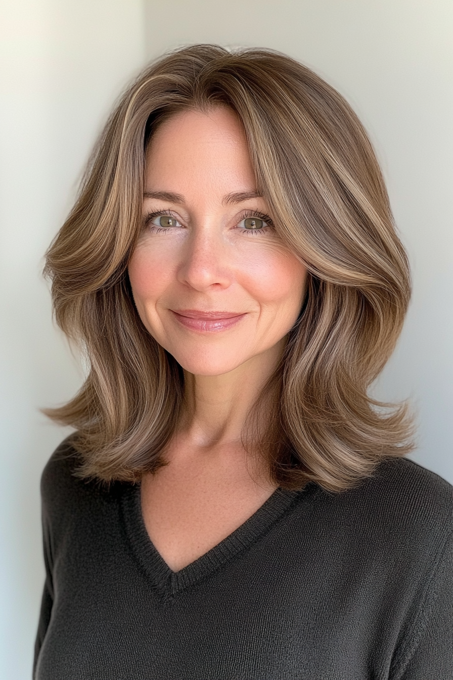 9. Layered Collarbone Cut in Cool Mocha (Haircuts For Women Over 50 With Fine Hair) - Haircuts For Women Over 50 With Fine Hair