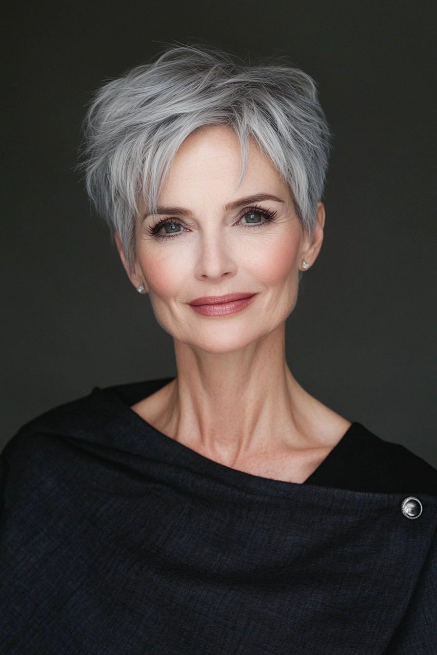 10. Tapered Pixie in Salt-and-Pepper Blend (Haircuts For Women Over 50 With Fine Hair) - Haircuts For Women Over 50 With Fine Hair