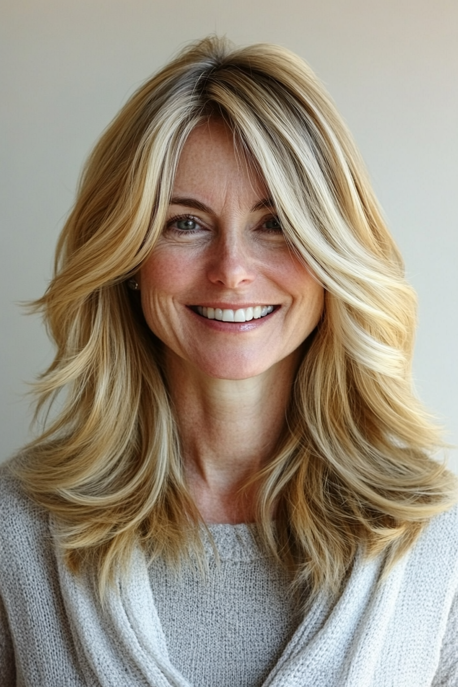 12. Wispy Shoulder-Length Cut in Golden Blonde (Haircuts For Women Over 50 With Fine Hair) - Haircuts For Women Over 50 With Fine Hair