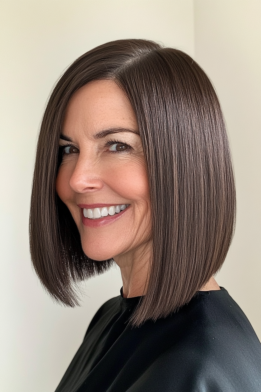 3. Blunt Lob in Rich Espresso (Medium Length Haircuts For Women Over 60) - Medium Length Haircuts For Women Over 60