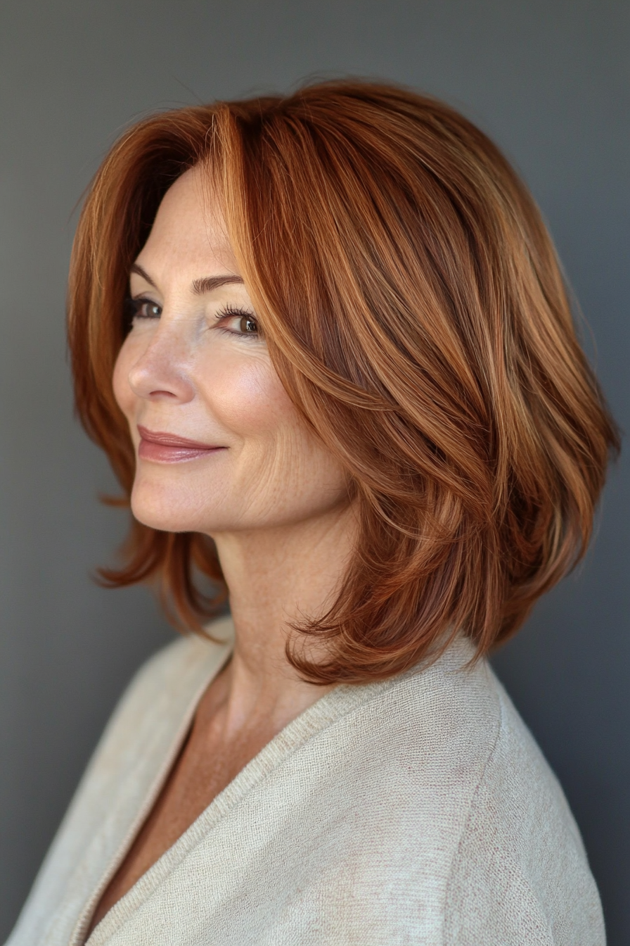 20. Inverted Bob in Natural Brunette (Medium Length Haircuts For Women Over 60) - Medium Length Haircuts For Women Over 60