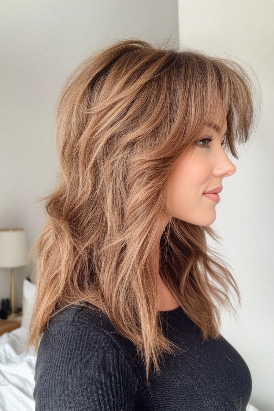 11. Modern Mullet with Ash Brown (Medium Length Hairstyles With Bangs) - Medium Length Hairstyles With Bangs