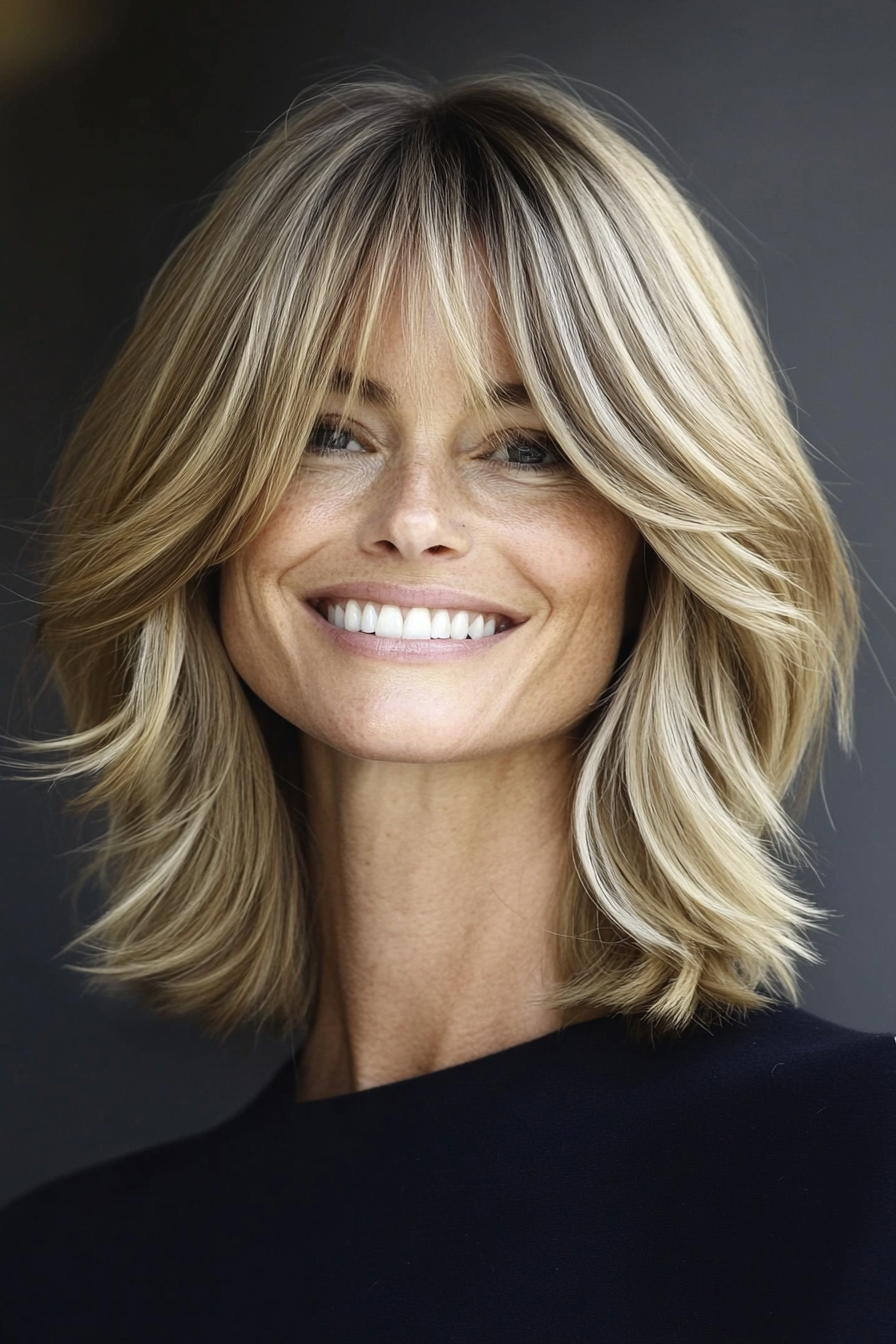18. Fringe Bob with Ash Blonde (Medium Length Hairstyles With Bangs) - Medium Length Hairstyles With Bangs