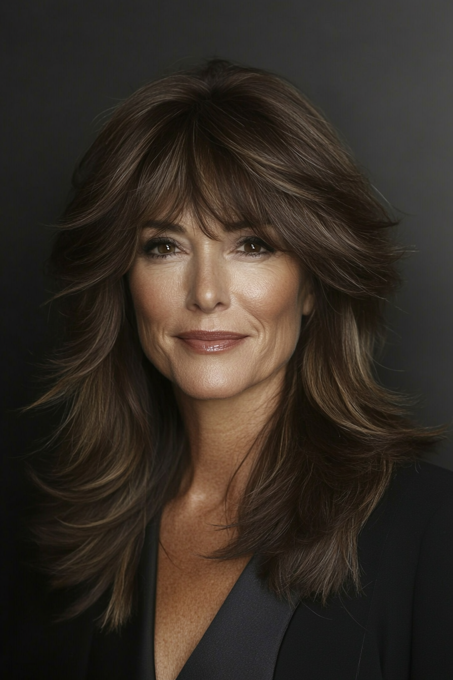 4. Long Shag with Chocolate Brown (Shaggy Haircuts For Women Over 50) - Shaggy Haircuts For Women Over 50